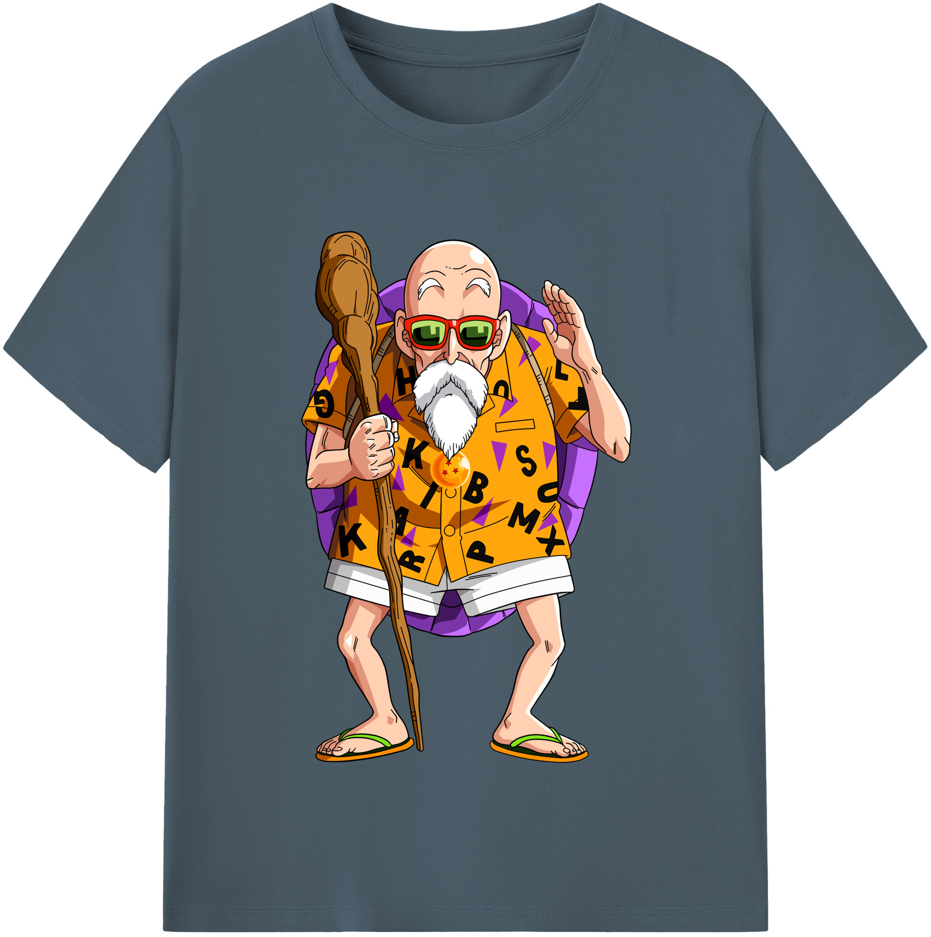 （画像用） ドラゴンボール 亀仙人（かめせんにん） DRAGON BALL Master Roshi Kame Sennin 綿100％半袖Tシャツ（フロントプリント）